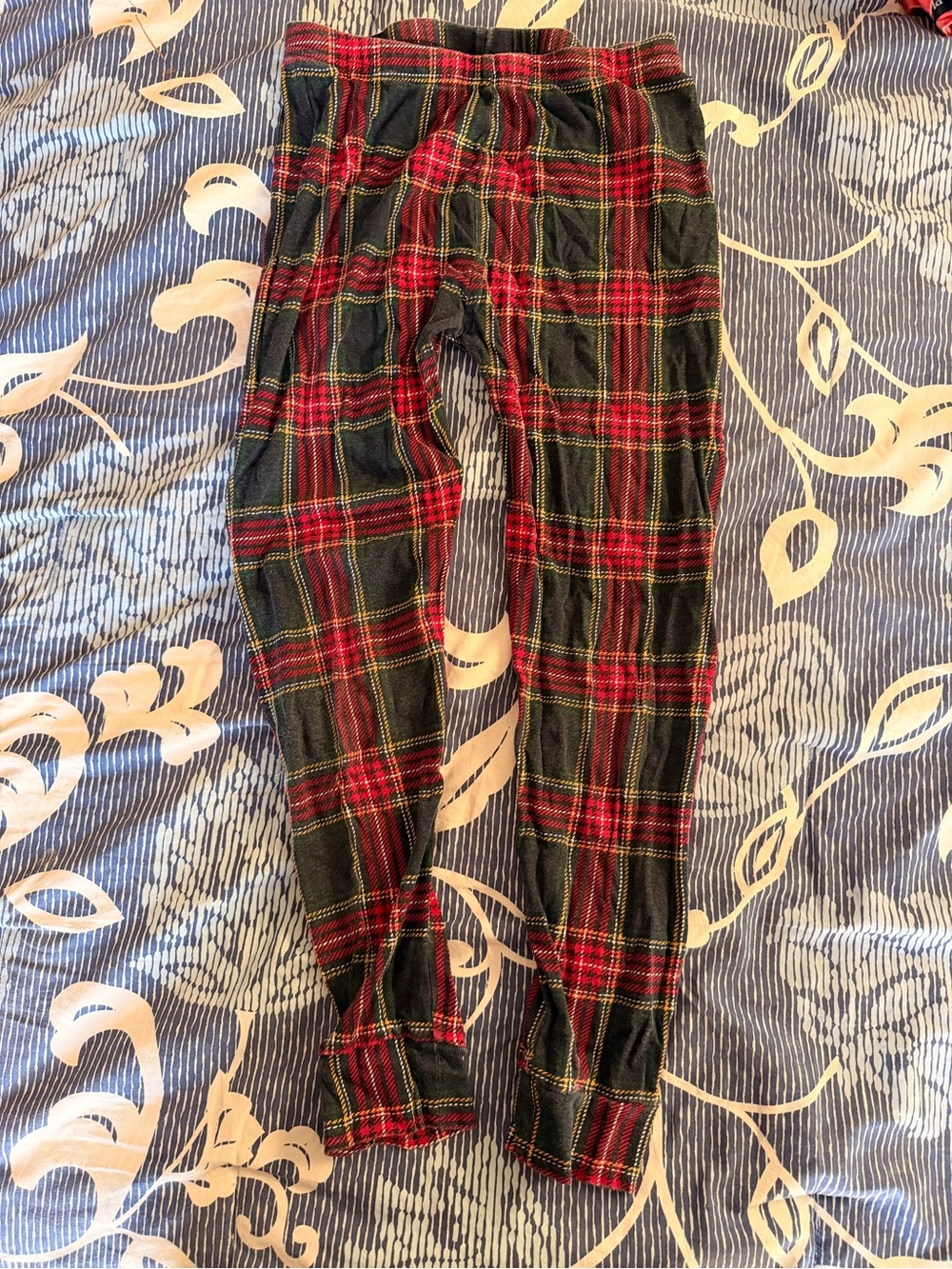Red and Green Plaid Kids Pajama Bottoms